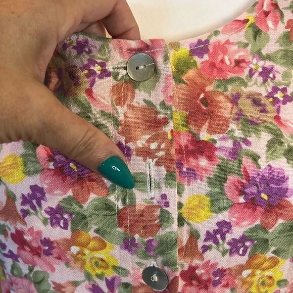 Chadwick’s Pink Floral Linen Button Up Midi Dress, 10! - Picture 5 of 8